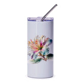 Floral Tumbler, Hibiscus Flower Tumbler, Aesthetic Tumbler, Pastel Colored Tumbler, Unique Tumbler, Gift for Her, Trendy Tumbler - Tawshia